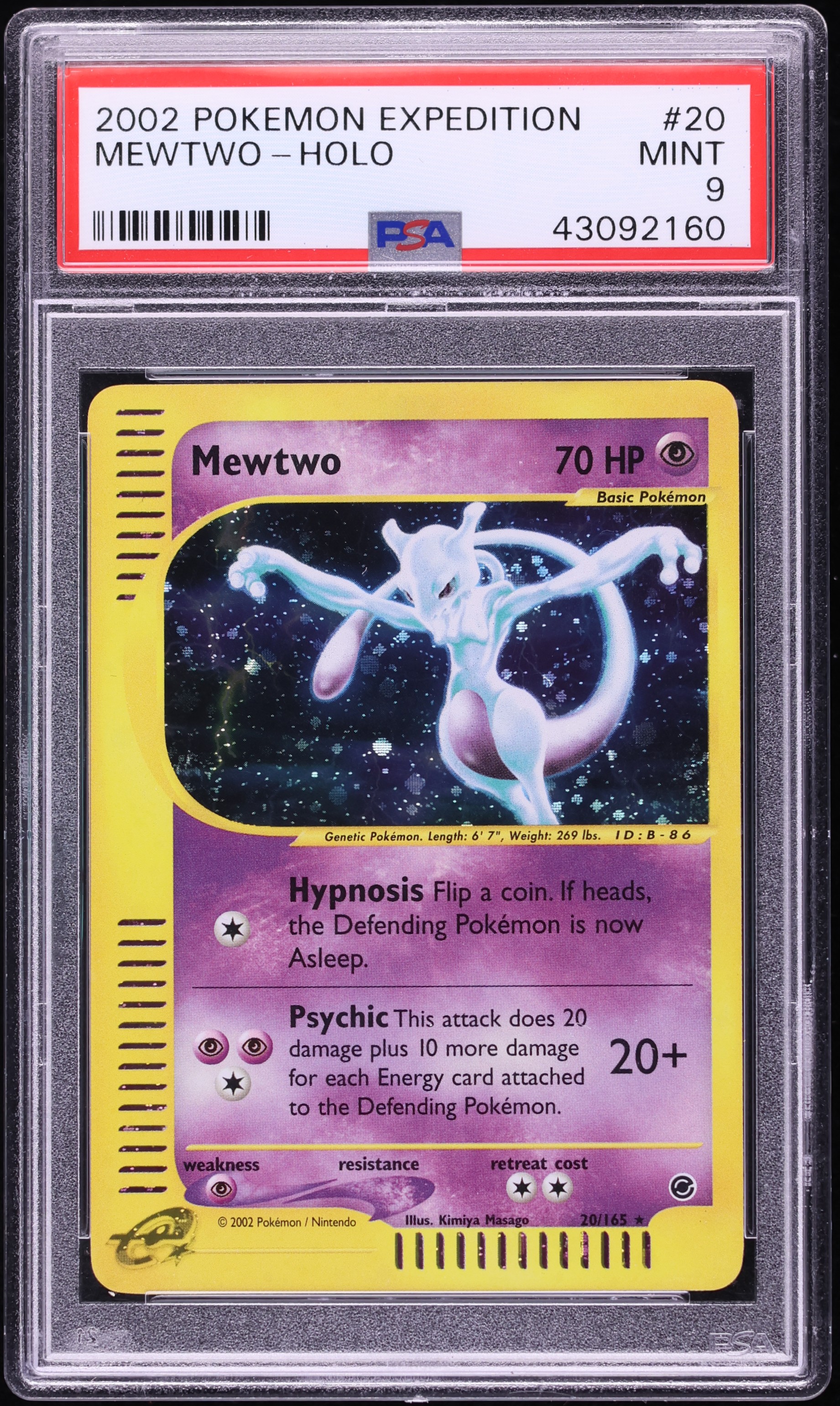 2002 Pokemon Expedition Holo Mewtwo #20 PSA 9 MINT