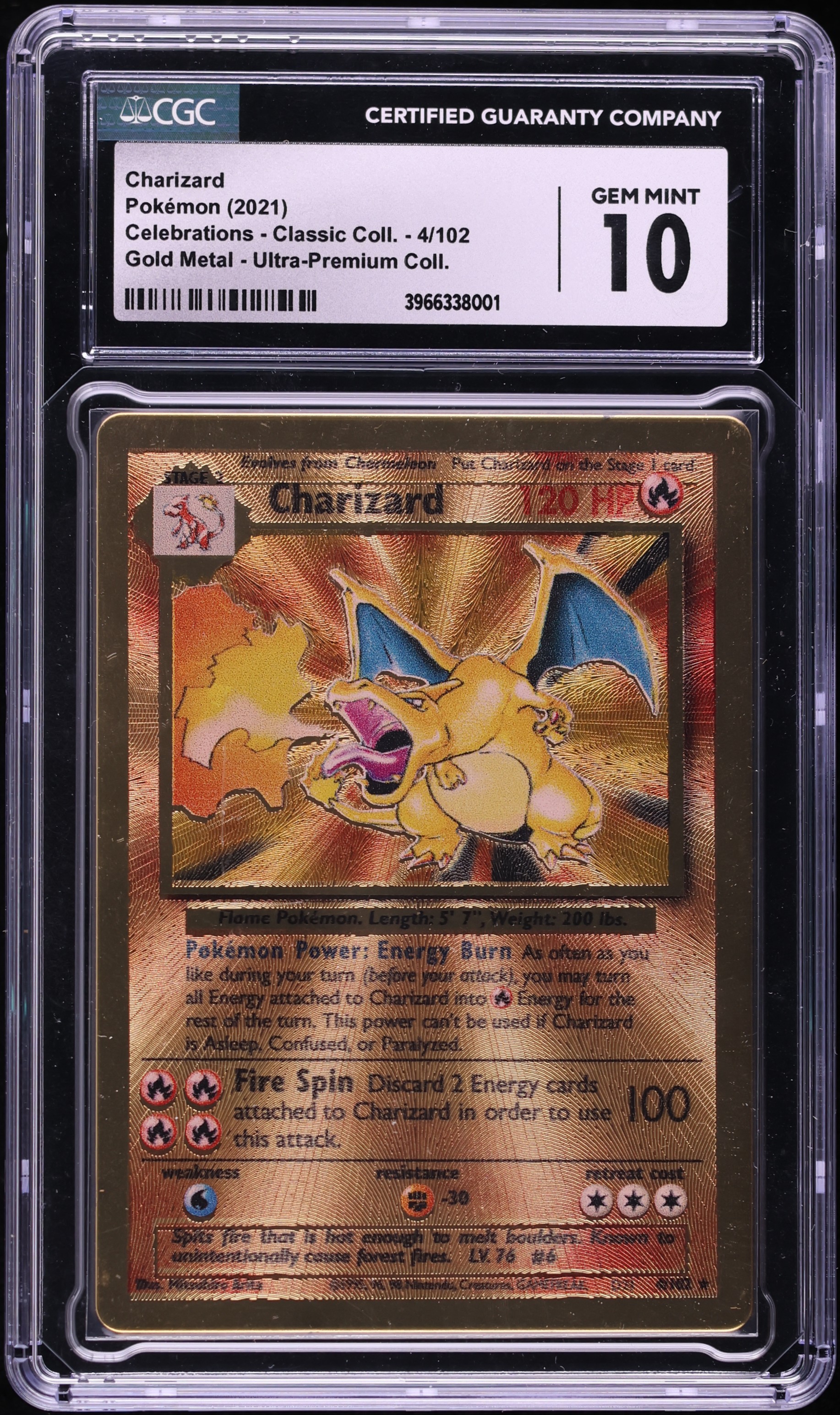 2021 Pokemon SWSH Celebrations Classic Collection Gold Metal Charizard #4/102 CGC 10 GEM MINT
