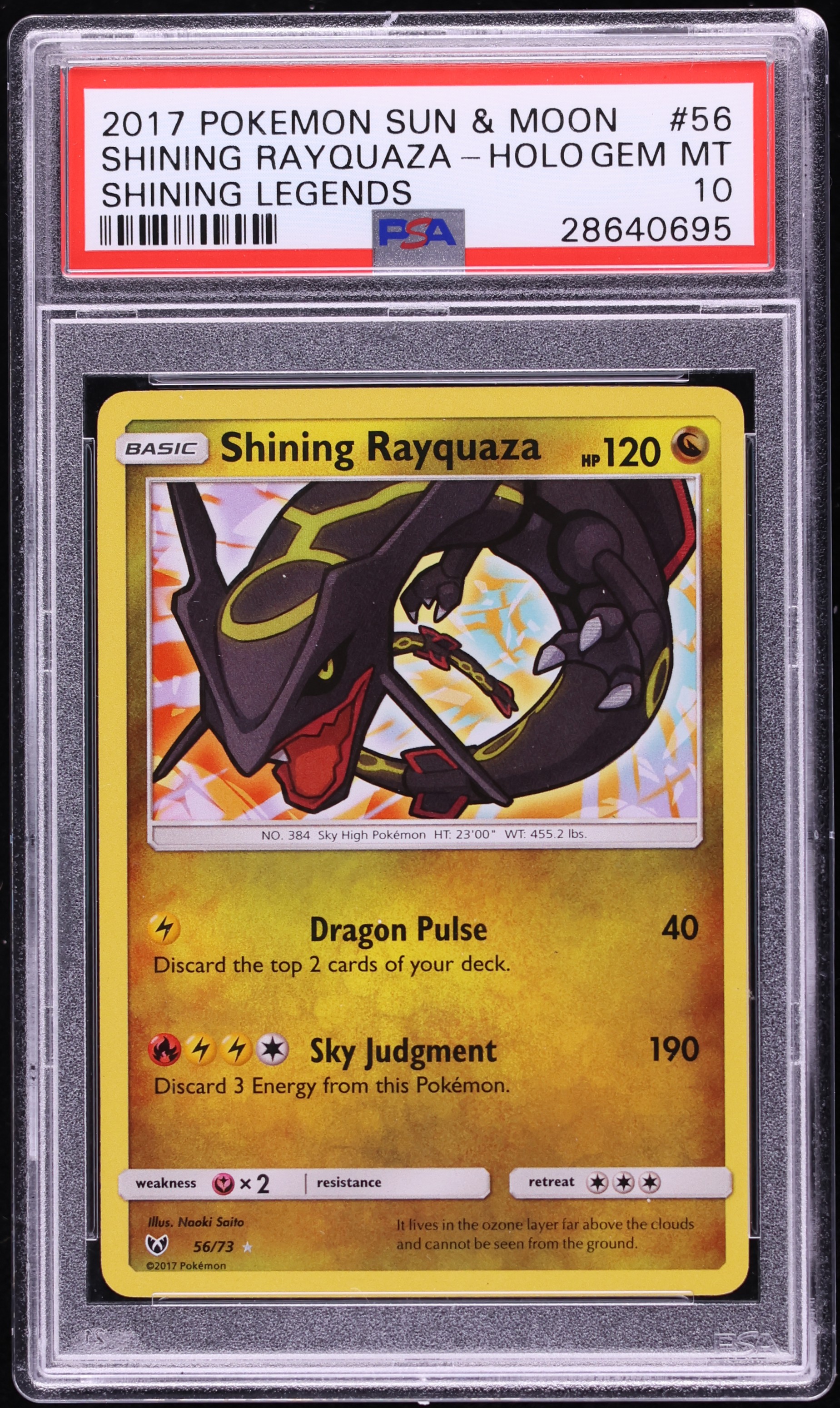 2017 Pokemon Sun & Moon Shining Legends Holo Shining Rayquaza #56 PSA 10 GEM MINT