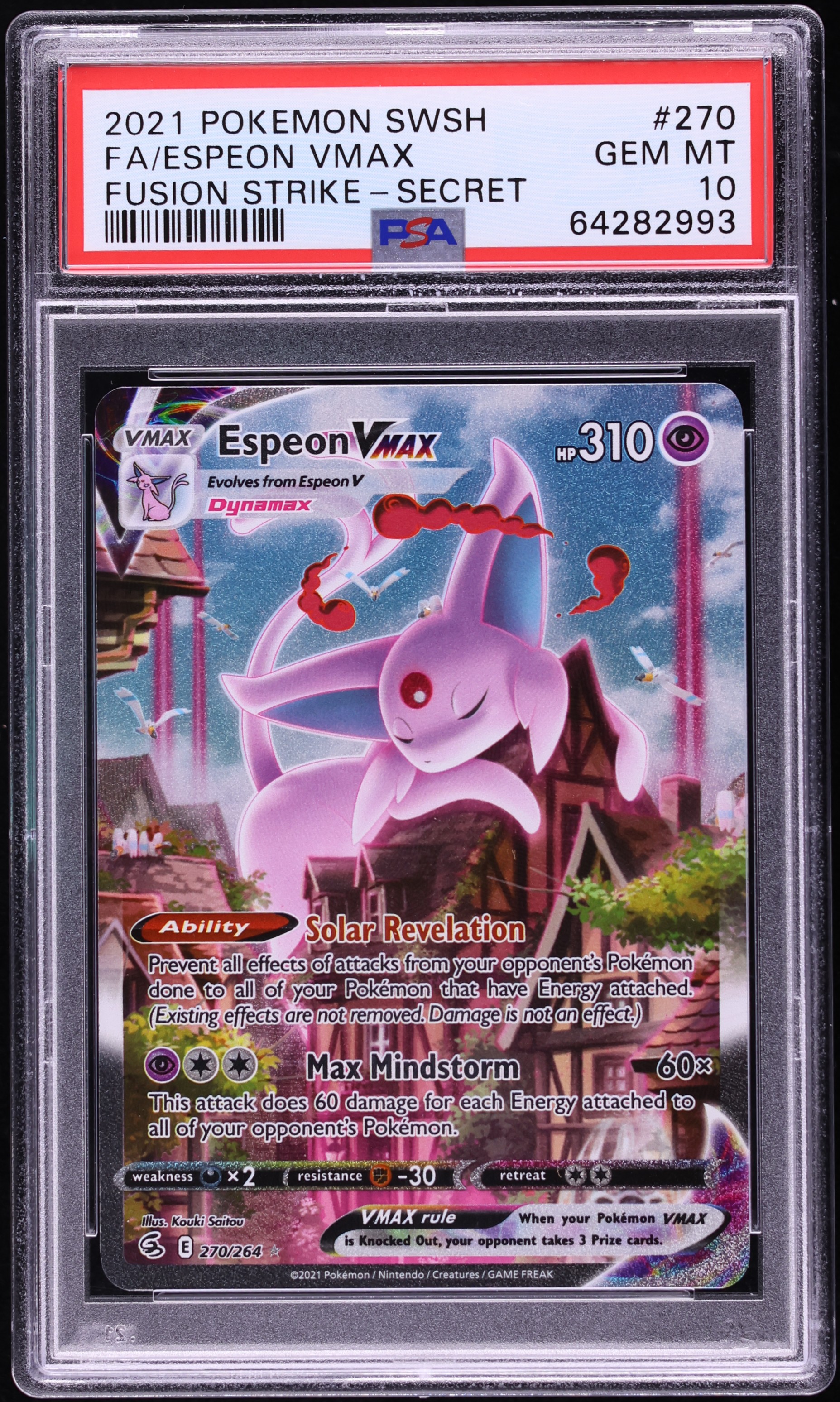 2021 Pokemon Sword & Shield Fusion Strike SEC Espeon VMAX #270 PSA 10 GEM MINT