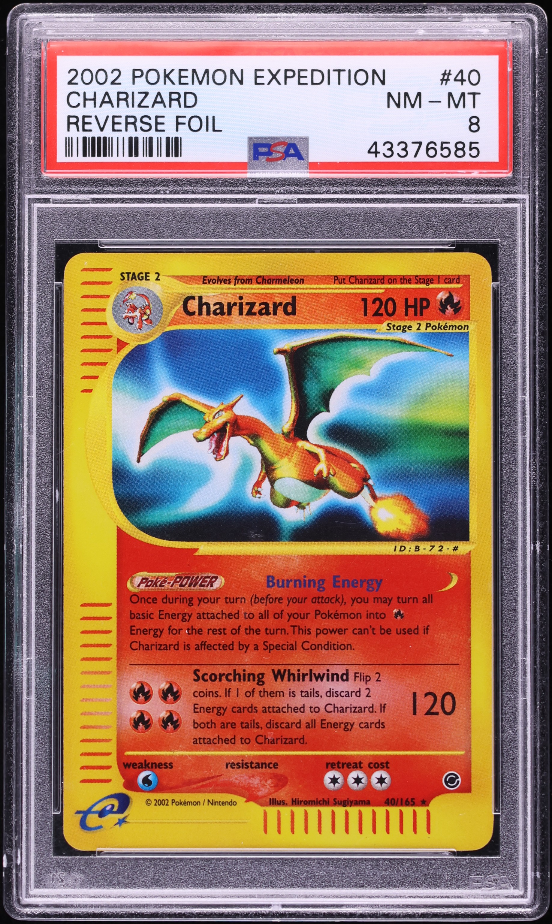 2002 Pokemon Expedition Reverse Holo Charizard #40 PSA 8 NM-MT