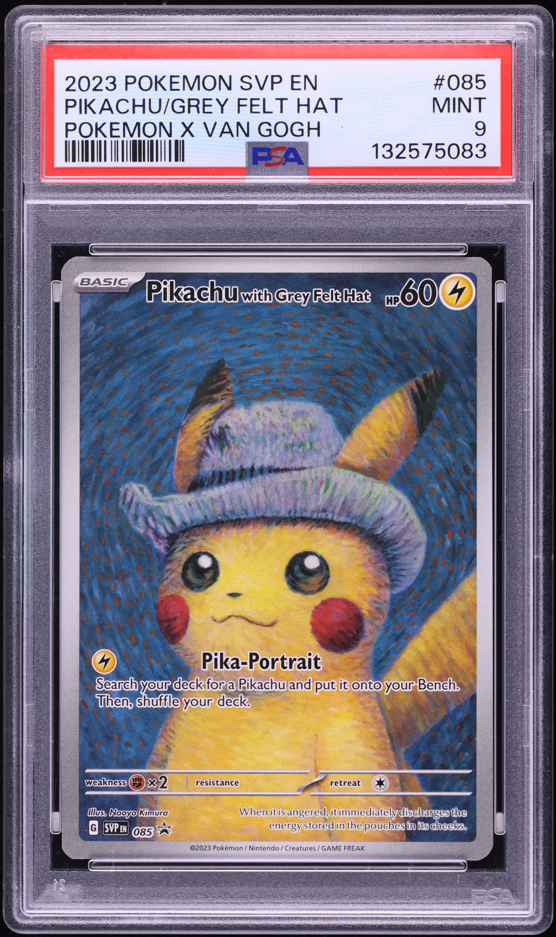 2023 Pokemon SV Promo Pokemon x Van Gogh Full Art Pikachu With Grey Felt Hat #85 PSA 9 MINT