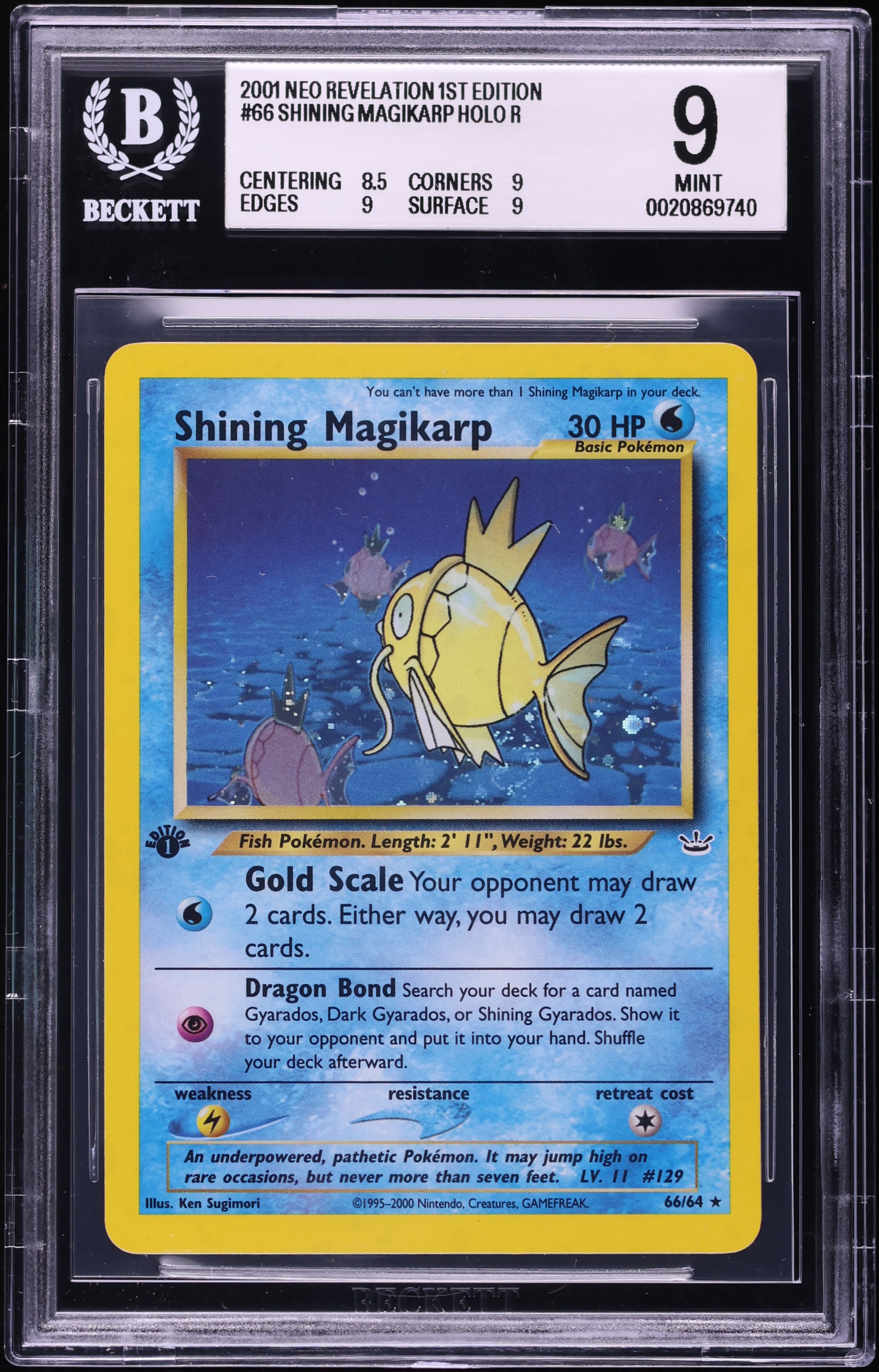 2001 Pokemon Neo Revelation 1st Edition Holo Shining Magikarp #66 BGS 9 MINT