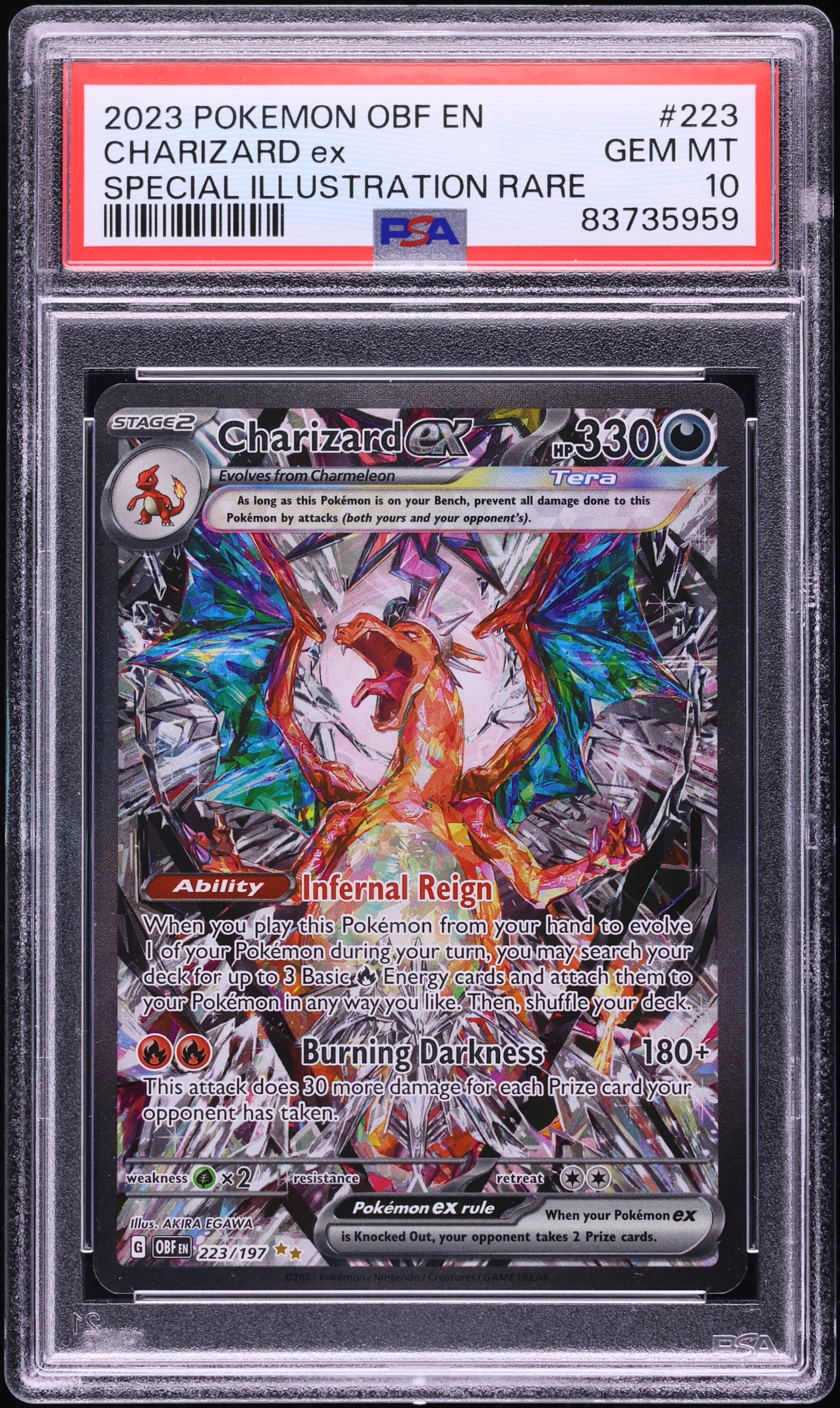 2023 Pokemon Scarlet & Violet Obsidian Flames SIR Charizard ex #223 PSA 10 GEM MINT