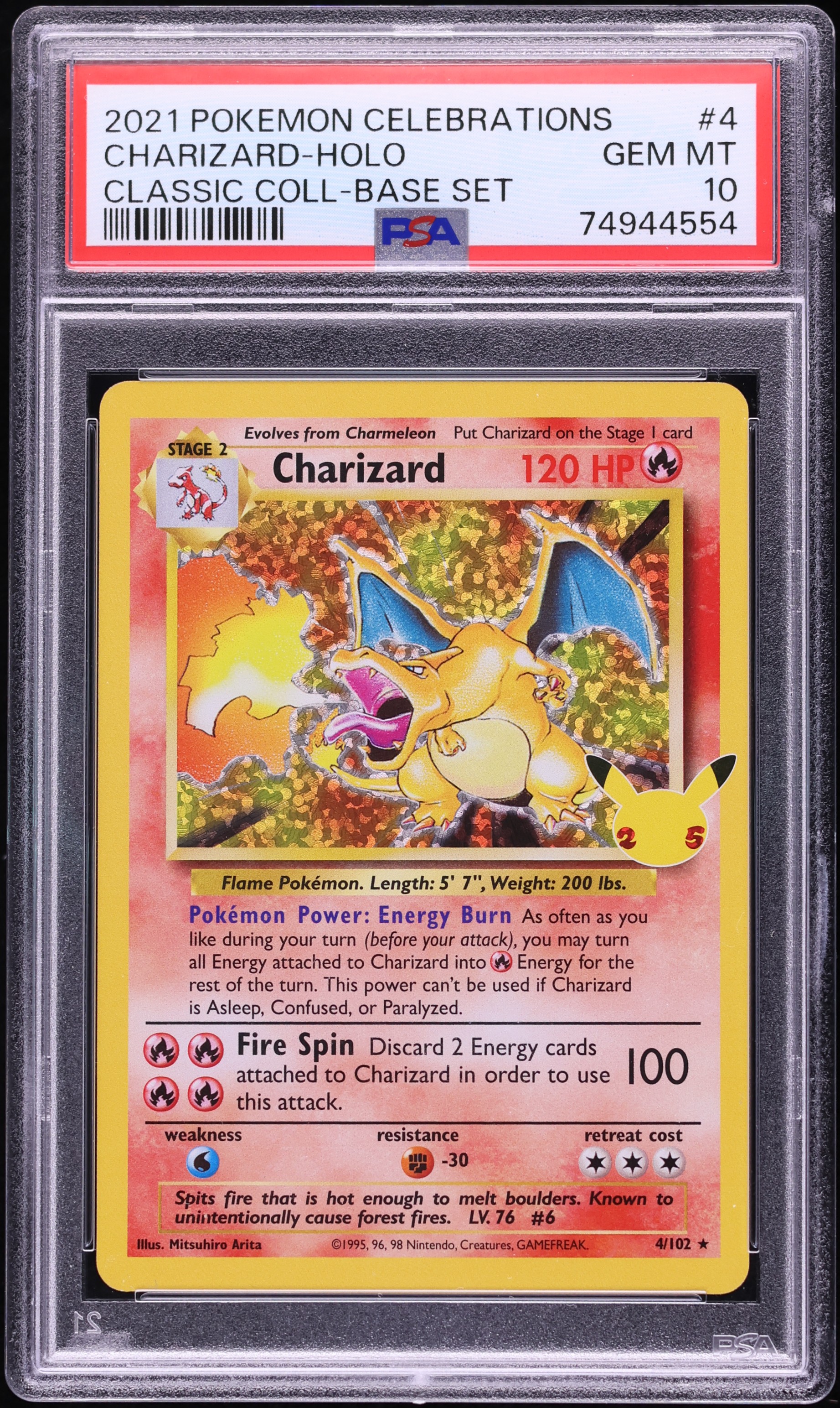 2021 Pokemon Sword & Shield Celebrations Classic Collection Holo Charizard #4 PSA 10 GEM MINT