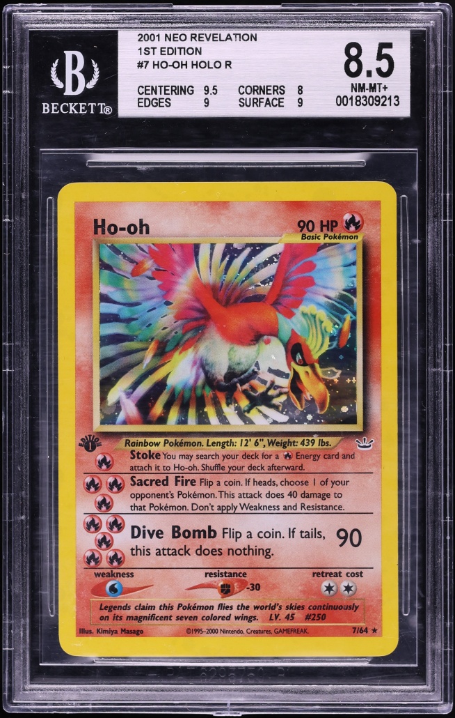 2001 Pokemon Neo Revelation 1st Edition Holo Ho-Oh #7 BGS 8.5 NM-MT+