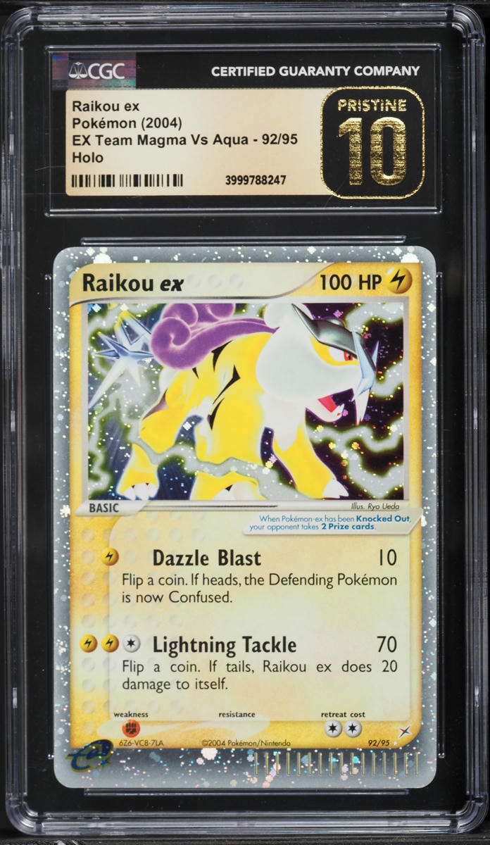2004 Pokemon EX Team Magma Vs Aqua Holo Raikou ex #92 CGC 10 PRISTINE