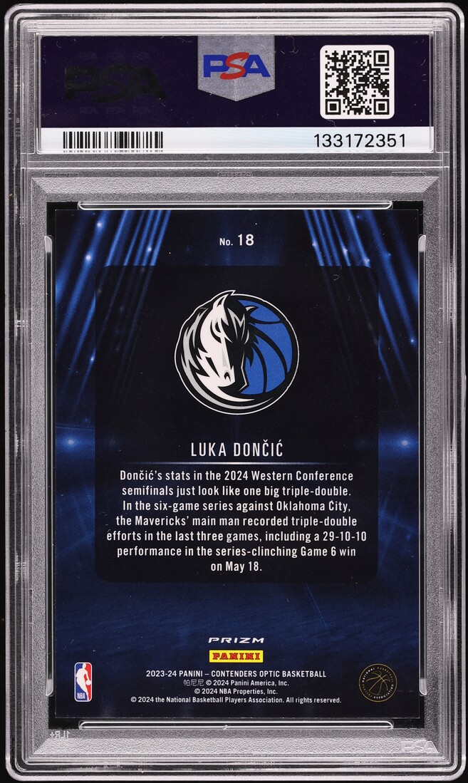 2023 Panini Contenders Optic VIPs Luka Doncic #18 PSA 9 MINT