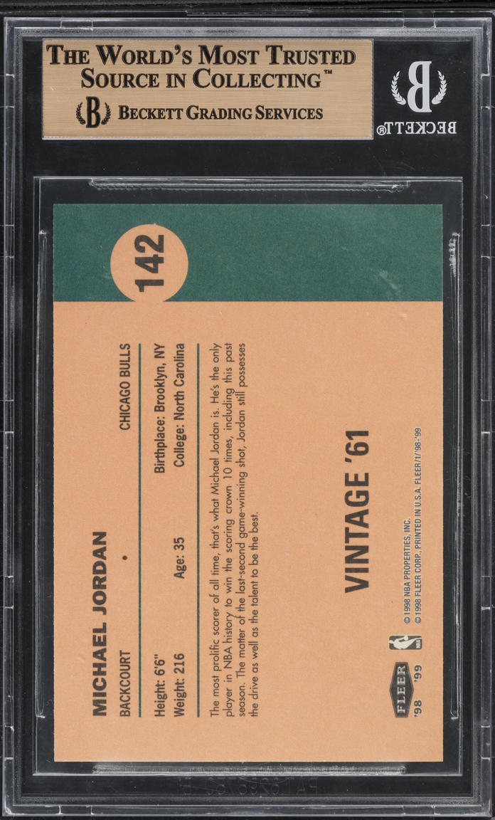 1998 Fleer Vintage '61 Michael Jordan #142 BGS 9.5 GEM MINT