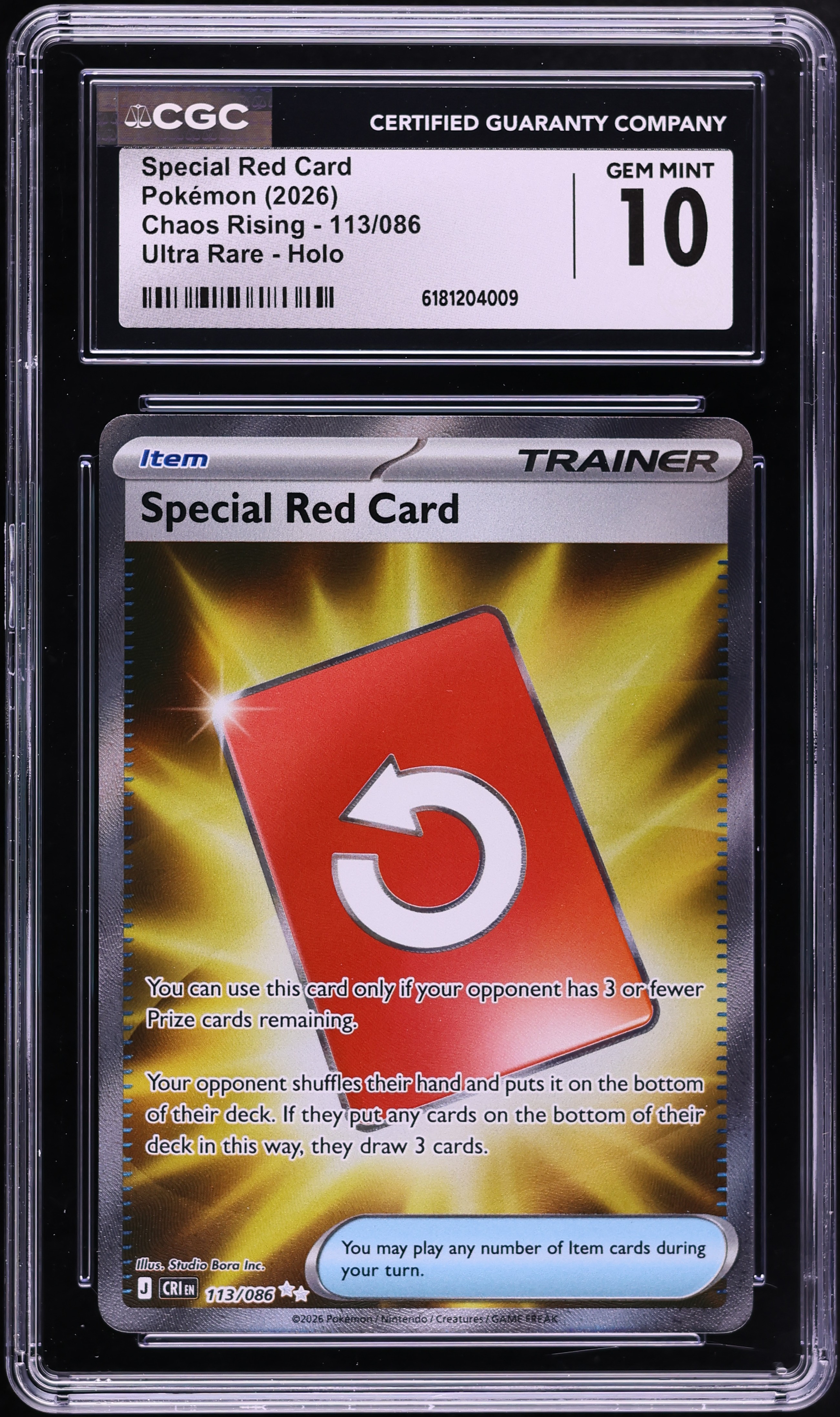 2026 Pokemon Mega Evolution Chaos Rising Full Art Special Red Card #113 CGC 10 GEM MINT