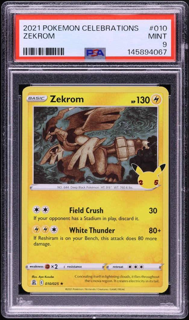 2021 Pokemon Sword & Shield Celebrations Holo Zekrom #10 PSA 9 MINT