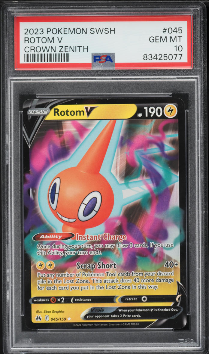 2023 Pokemon Sword & Shield Crown Zenith Rotom V #045 PSA 10 GEM MINT