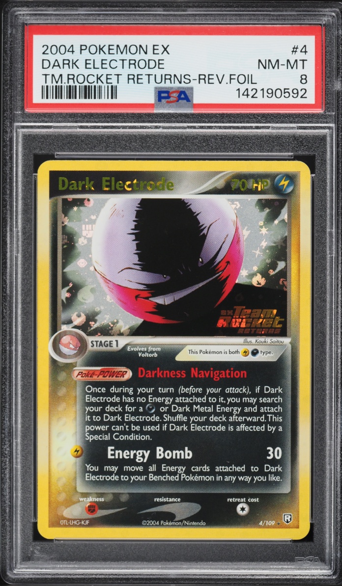 2004 Pokemon EX Team Rocket Returns Reverse Holo Dark Electrode #4 PSA 8 NM-MT