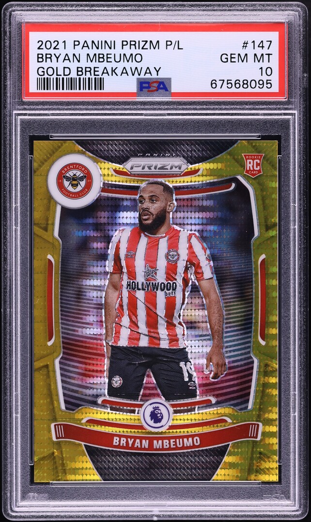 2021 Panini Prizm Premier League Gold Breakaway Bryan Mbeumo ROOKIE /10 #147 PSA 10 GEM MINT