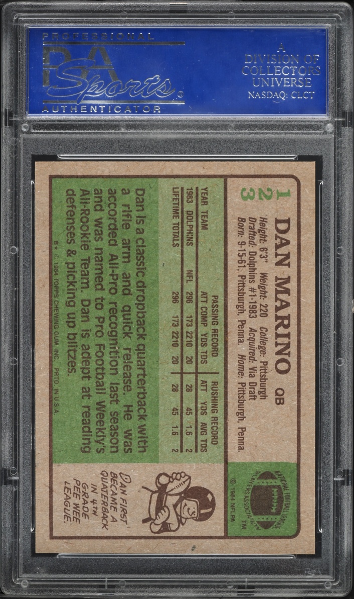 1984 Topps Football Dan Marino ROOKIE #123 PSA 9 MINT