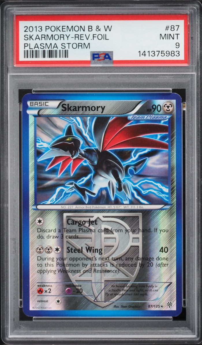 2013 Pokemon Black & White Plasma Storm Reverse Holo Skarmory #87 PSA 9 MINT