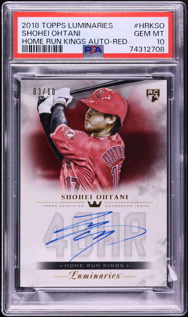 2018 Topps Luminaries Home Run Kings Red Shohei Ohtani ROOKIE AUTO /10 #HRKSO PSA 10 GEM MINT