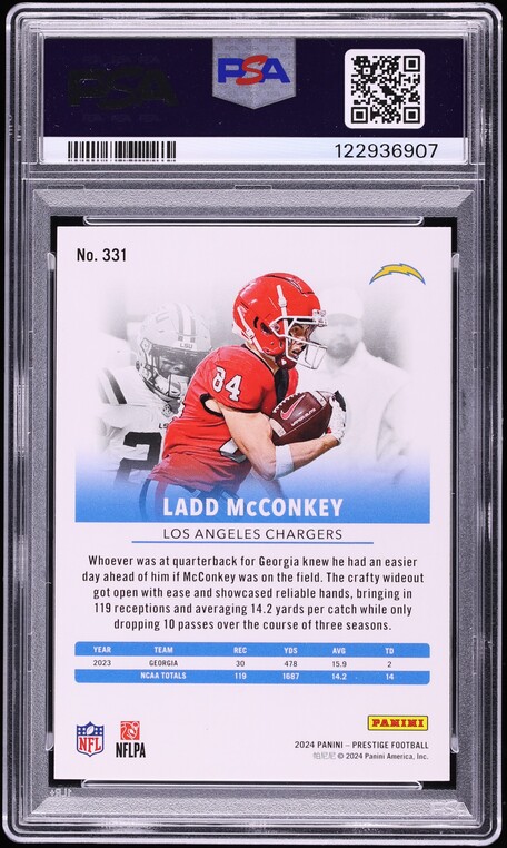 2024 Panini Prestige Ladd McConkey ROOKIE #331 PSA 10 GEM MINT