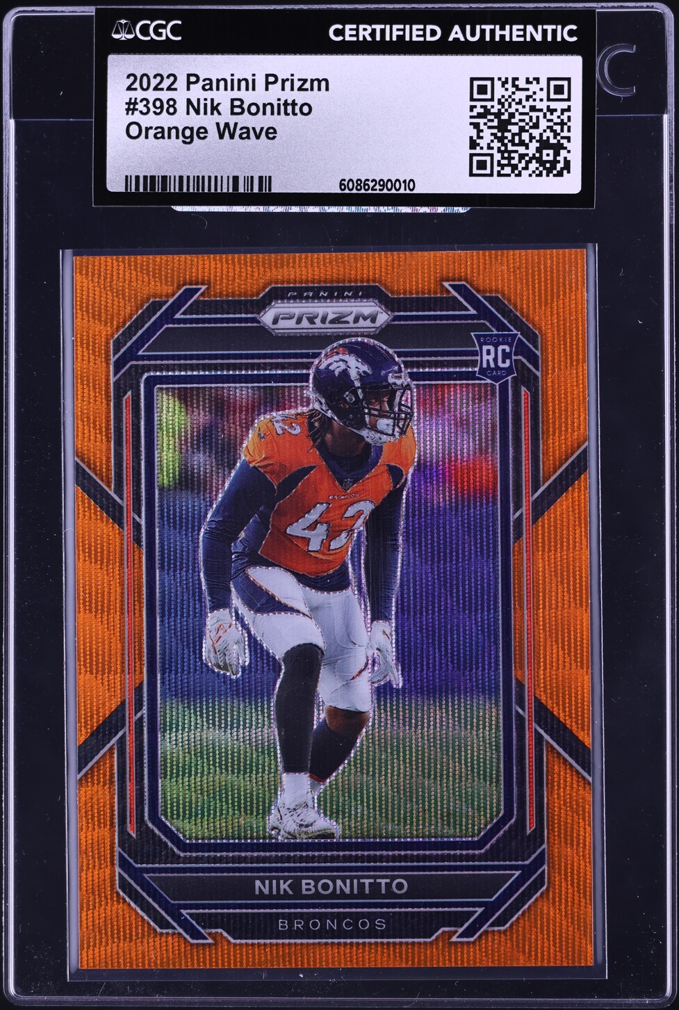 2022 Panini Prizm Orange Wave Nik Bonitto ROOKIE /60 #398 CGC AUTH