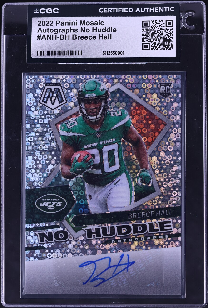 2022 Panini Mosaic No Huddle Breece Hall ROOKIE AUTO #ANH-BH CGC AUTH