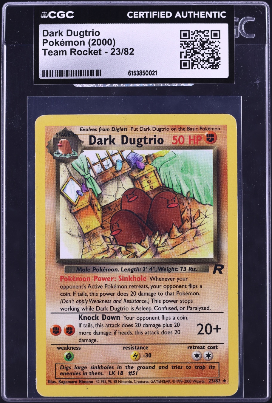 2000 Pokemon Team Rocket Dark Dugtrio #23 CGC AUTH