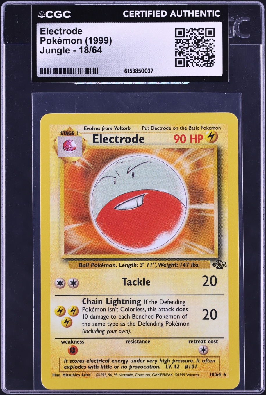 1999 Pokemon Jungle Electrode #18 CGC AUTH