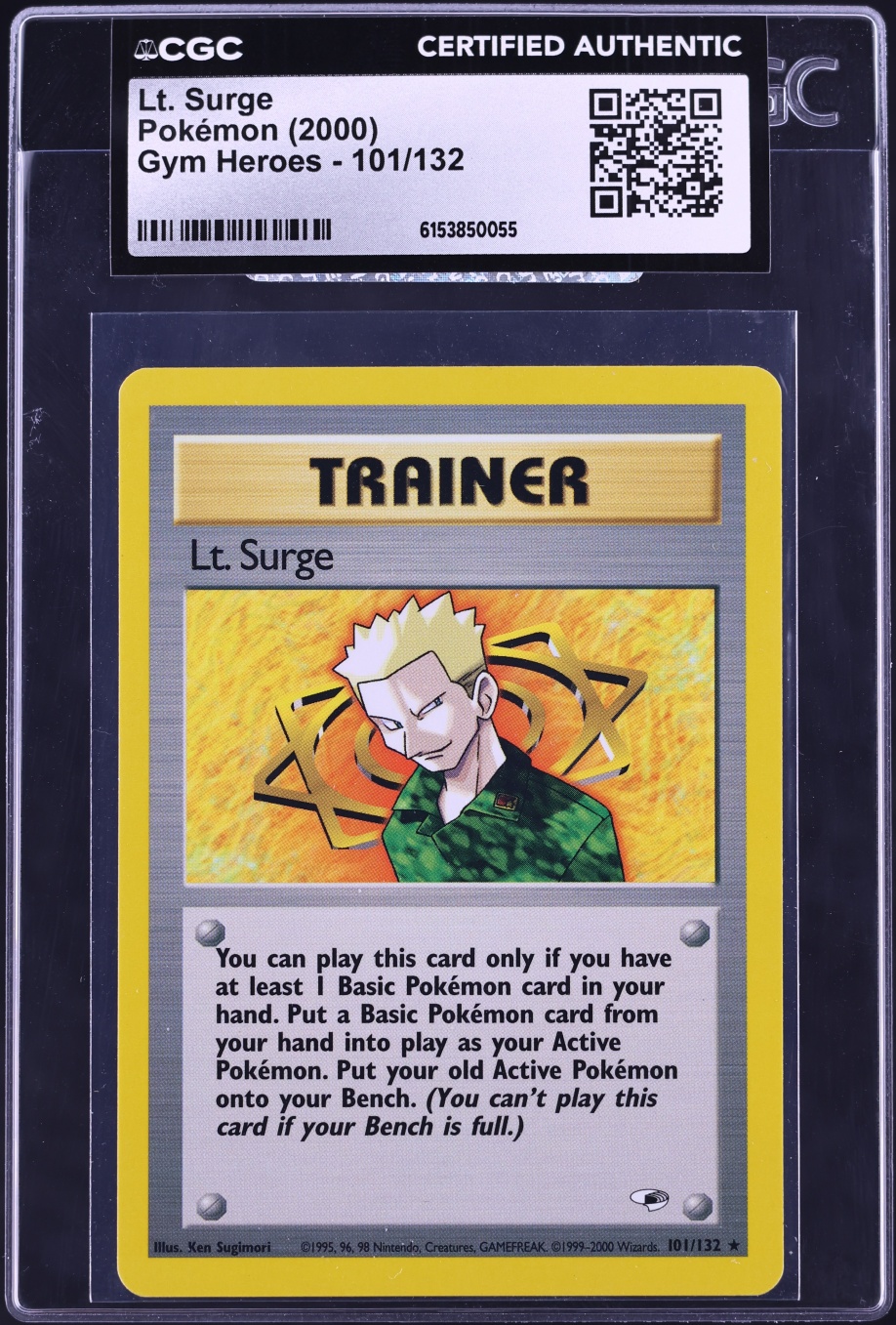 2000 Pokemon Gym Heroes Lt. Surge #101 CGC AUTH