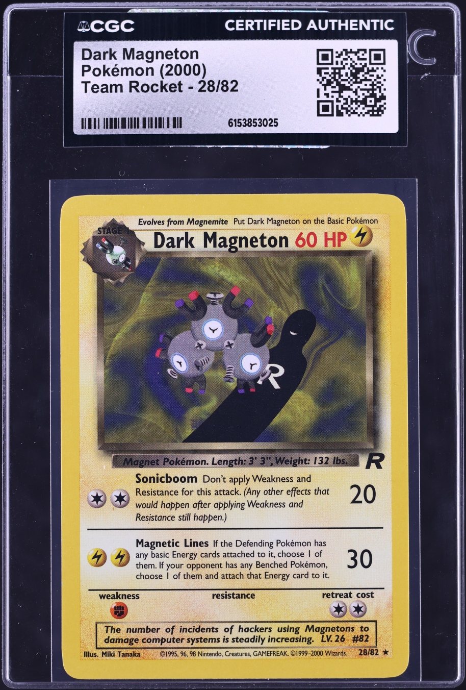 2000 Pokemon Team Rocket Dark Magneton #28 CGC AUTH