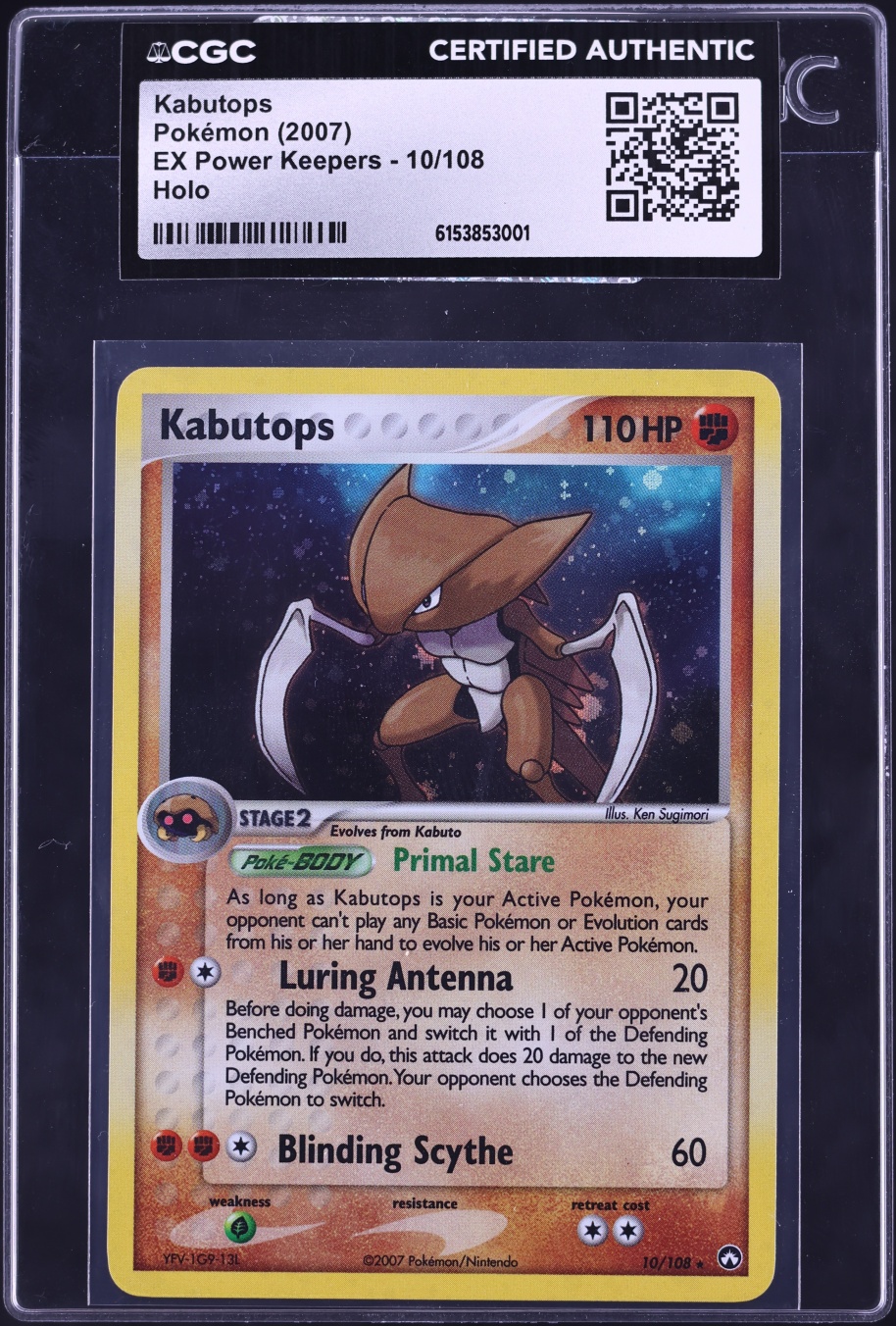 2007 Pokemon EX Power Keepers Holo Kabutops #10 CGC AUTH