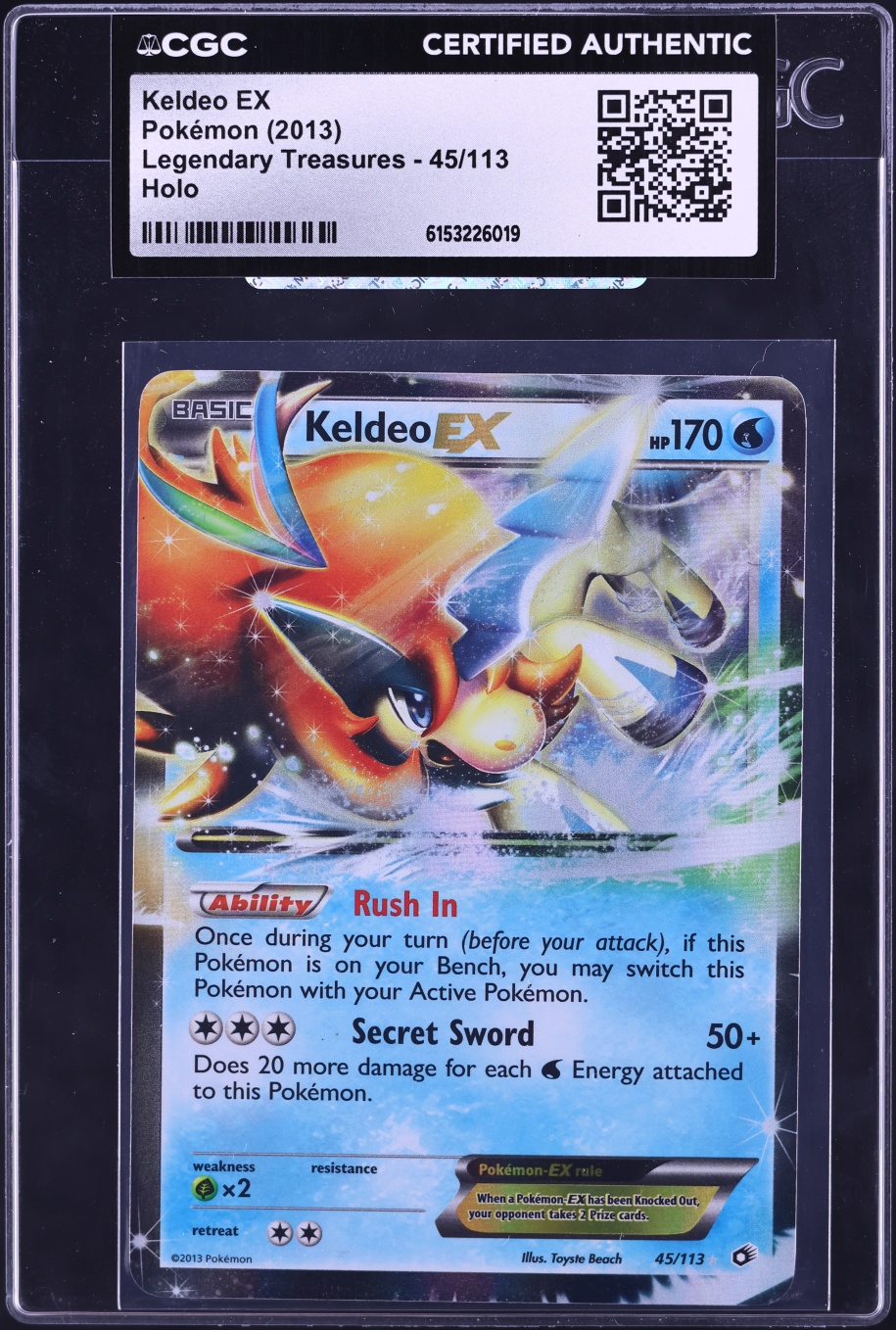 2013 Pokemon Black & White Legendary Treasures Holo Keldeo EX #45 CGC AUTH