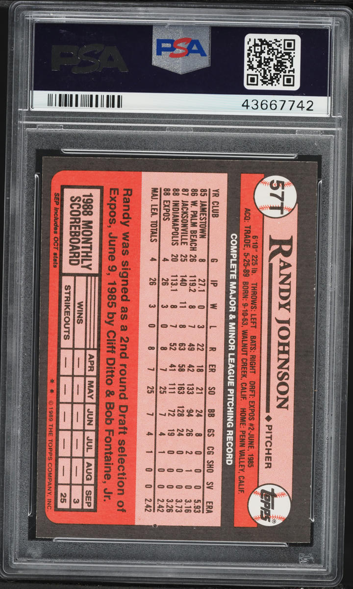 1989 Topps Traded Randy Johnson ROOKIE #57T PSA 7 NRMT