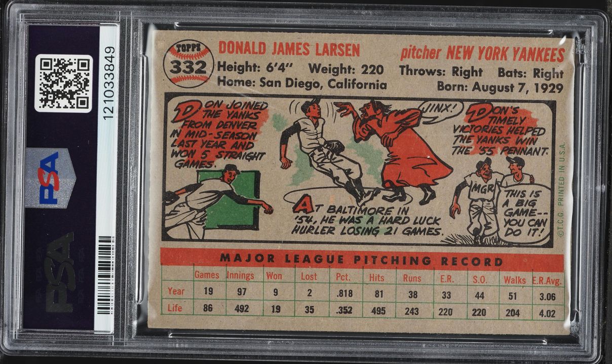 1956 Topps Don Larsen #332 PSA 4 VGEX