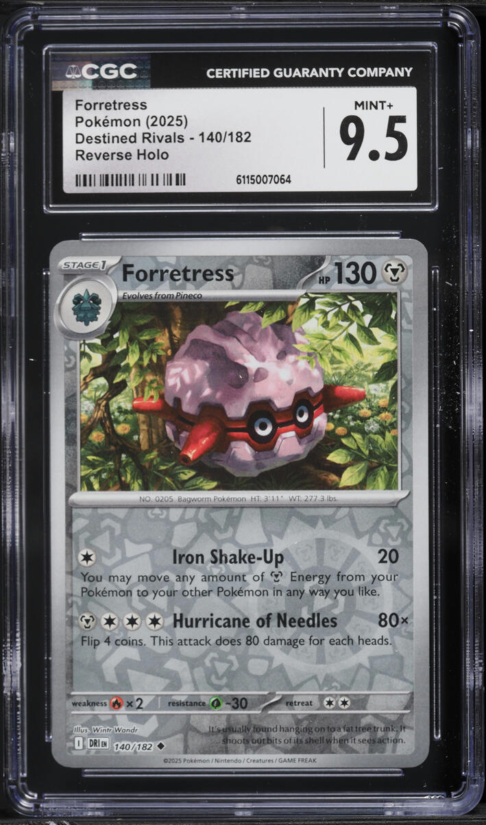 2025 Pokemon Scarlet & Violet Destined Rivals Reverse Holo Forretress #140 CGC 9.5 MINT+