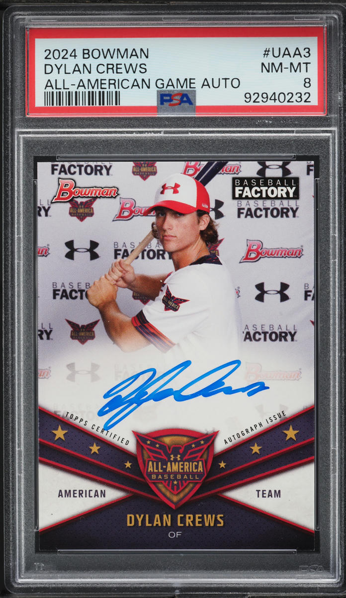 2024 Bowman All-American Game Dylan Crews ROOKIE AUTO /199 #UAA3 PSA 8 NM-MT