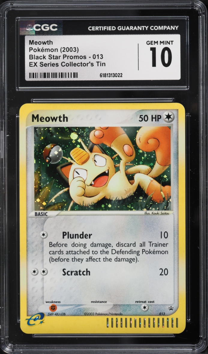 2003 Pokemon Promo Ex Series Collector's Tin Cosmos Holo Meowth #13 CGC 10 GEM MINT