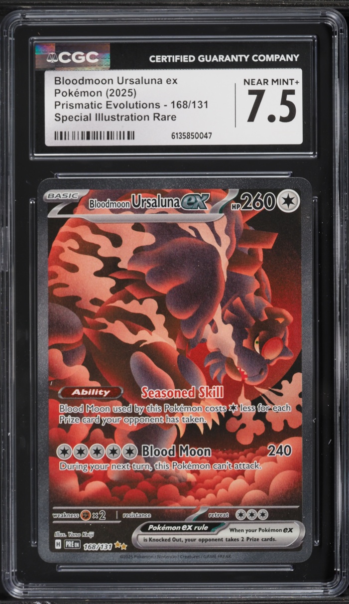2025 Pokemon Scarlet & Violet Prismatic Evolutions SIR Bloodmoon Ursaluna EX #168 CGC 7.5 NRMT+