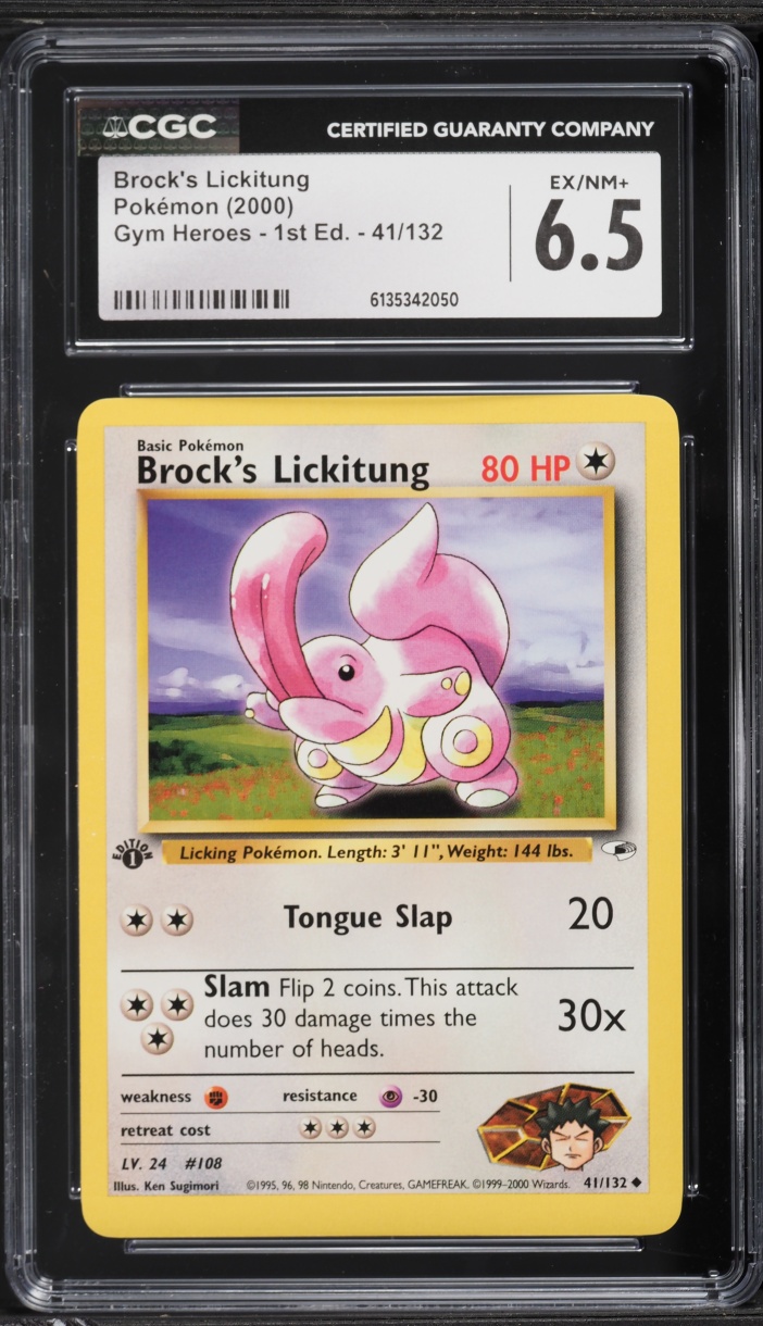 2000 Pokemon Gym Heroes 1st Edition Brock's Lickitung #41 CGC 6.5 EXMT+