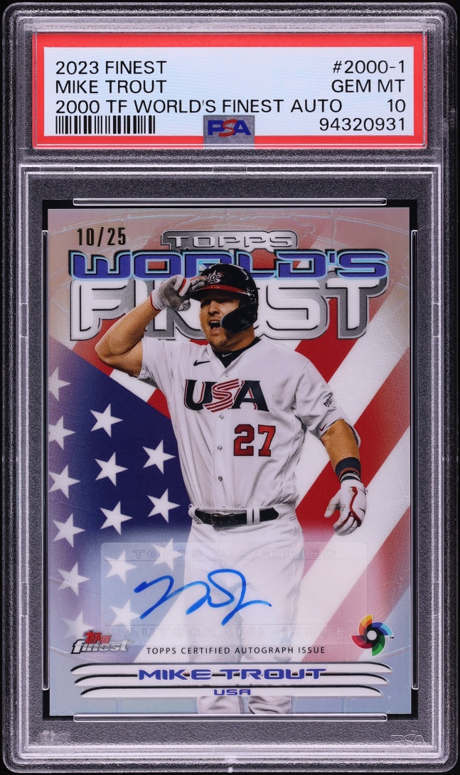 2023 Finest '00 World's Finest Mike Trout AUTO /25 #2000-1 PSA 10 GEM MINT