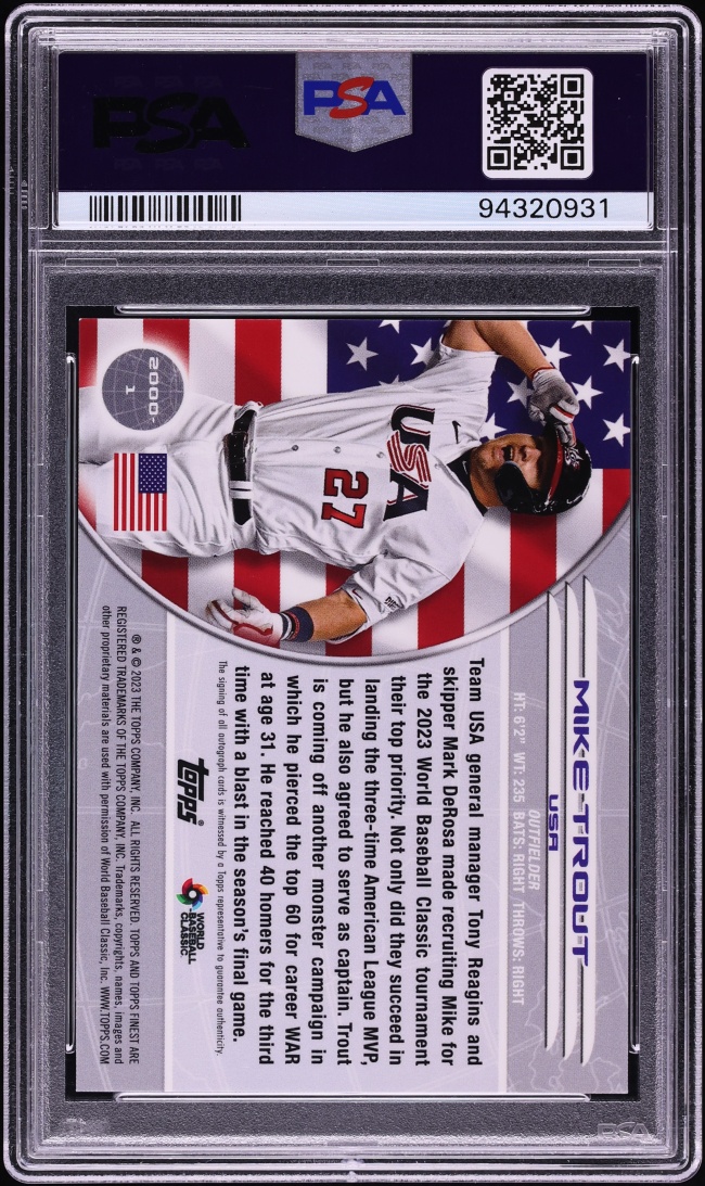 2023 Finest '00 World's Finest Mike Trout AUTO /25 #2000-1 PSA 10 GEM MINT