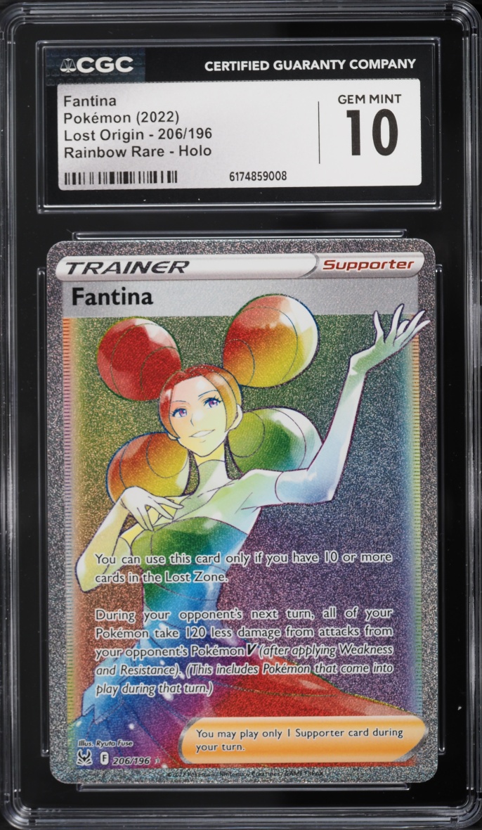 2022 Pokemon Sword & Shield Lost Origin Rainbow Rare Fantina #206 CGC 10 GEM MINT