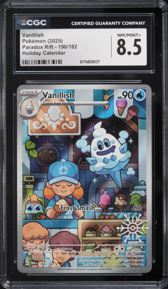 2025 Pokemon Scarlet & Violet Paradox Rift Holiday Calendar IR Vanillish #190 CGC 8.5 NM-MT+