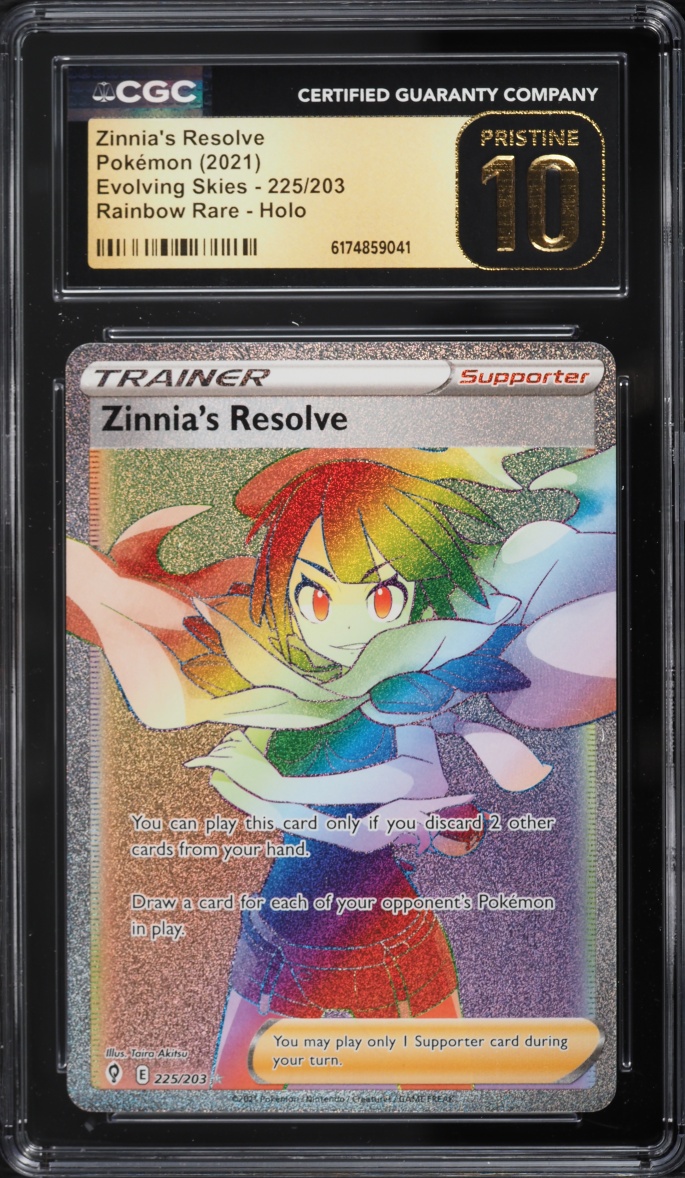2021 Pokemon Sword & Shield Evolving Skies Rainbow Rare Zinnia's Resolve #225 CGC 10 PRISTINE