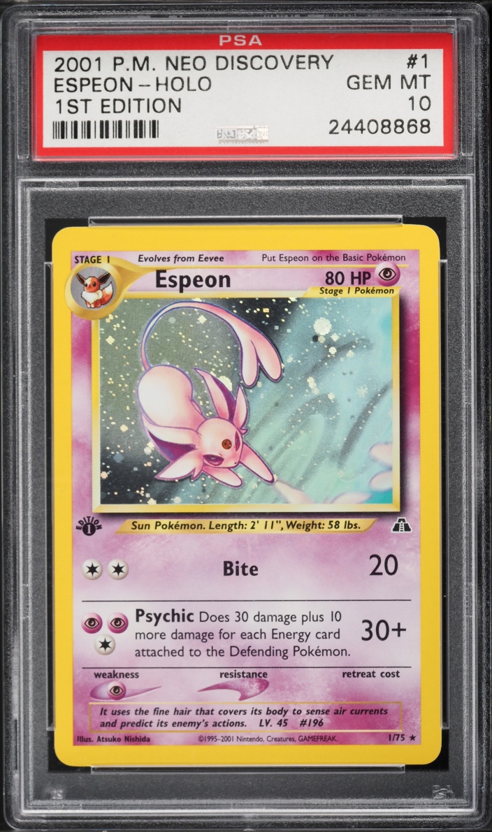 2001 Pokemon Neo Discovery 1st Edition Holo Espeon #1 PSA 10 GEM MINT