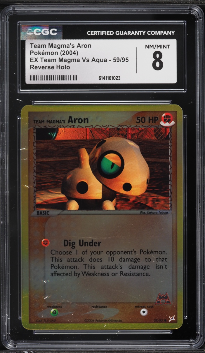 2004 Pokemon EX Team Magma Vs Aqua Reverse Holo Team Magma's Aron #59 CGC 8 NM-MT