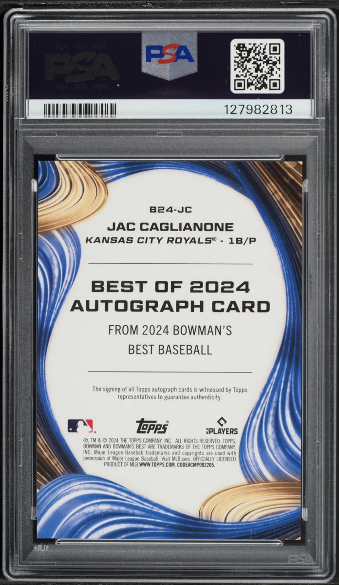 2024 Bowman's Best Of '24 Jac Caglianone PROSPECT AUTO #B24JC PSA 10 GEM MINT