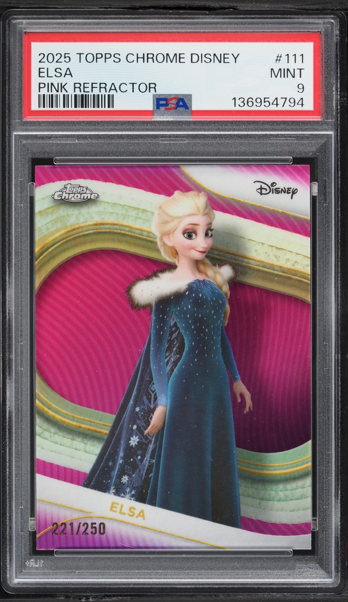 2025 Topps Chrome Disney Pink Refractor Elsa /250 #111 PSA 9 MINT
