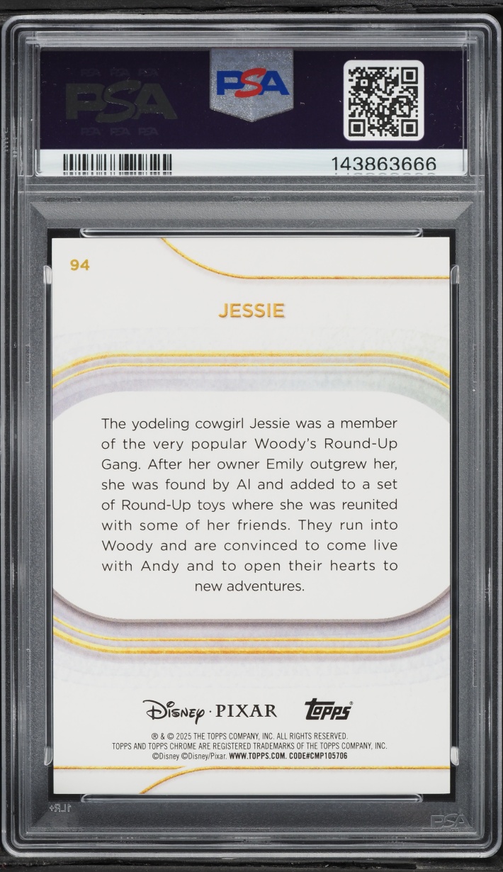 2025 Topps Chrome Disney Sapphire Edition Gold Jessie /50 #94 PSA 10 GEM MINT - Photo 2