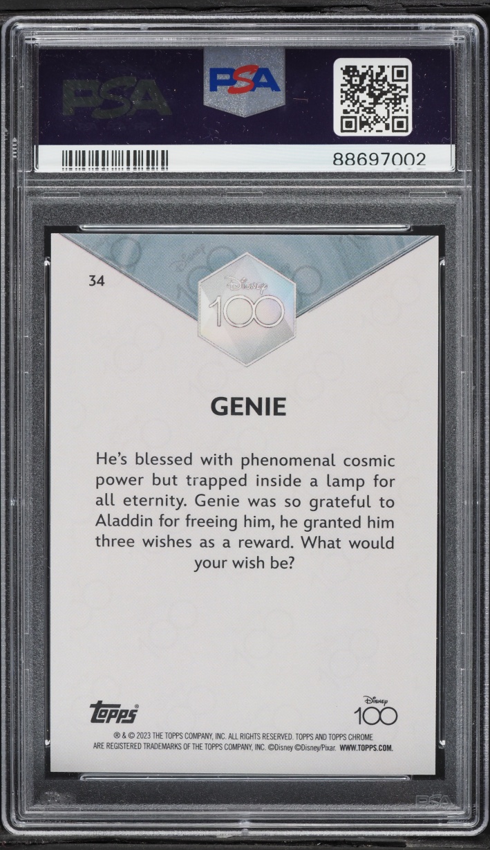 2023 Topps Chrome Disney 100 Gold Wave Genie /50 #34 PSA 10 GEM MINT - Photo 2