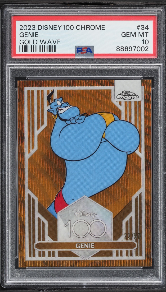 2023 Topps Chrome Disney 100 Gold Wave Genie /50 #34 PSA 10 GEM MINT