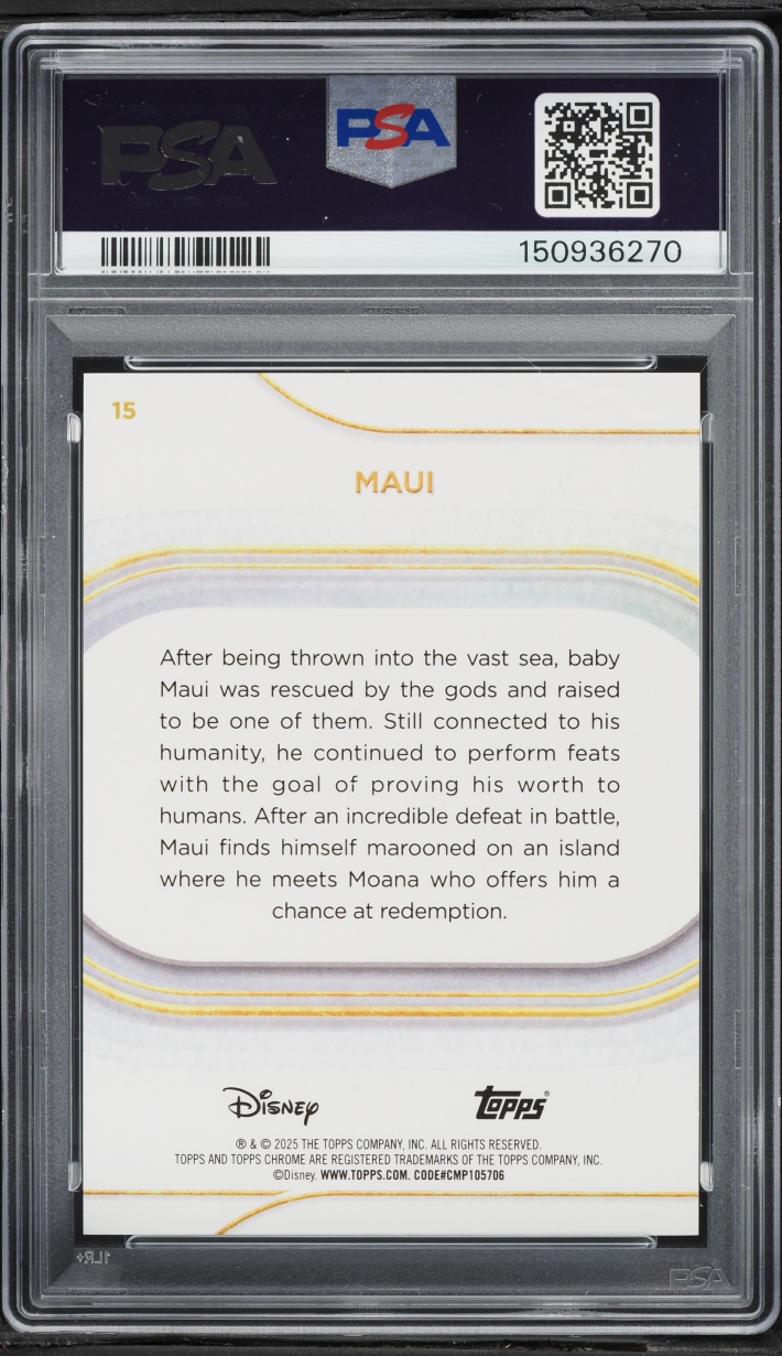 2025 Topps Chrome Disney Sapphire Edition Gold Maui /50 #15 PSA 9 MINT - Photo 2
